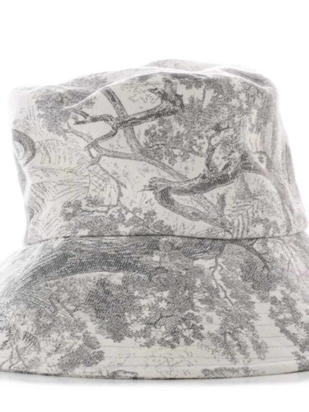 NWT DIOR Cotton Dioriviera Toile De Jouy Bob Brim Bucket Hat 57 Gray